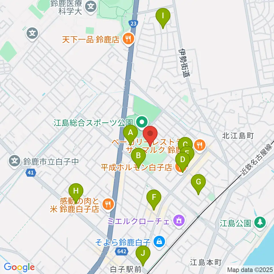 AGF鈴鹿体育館周辺のカフェ一覧地図