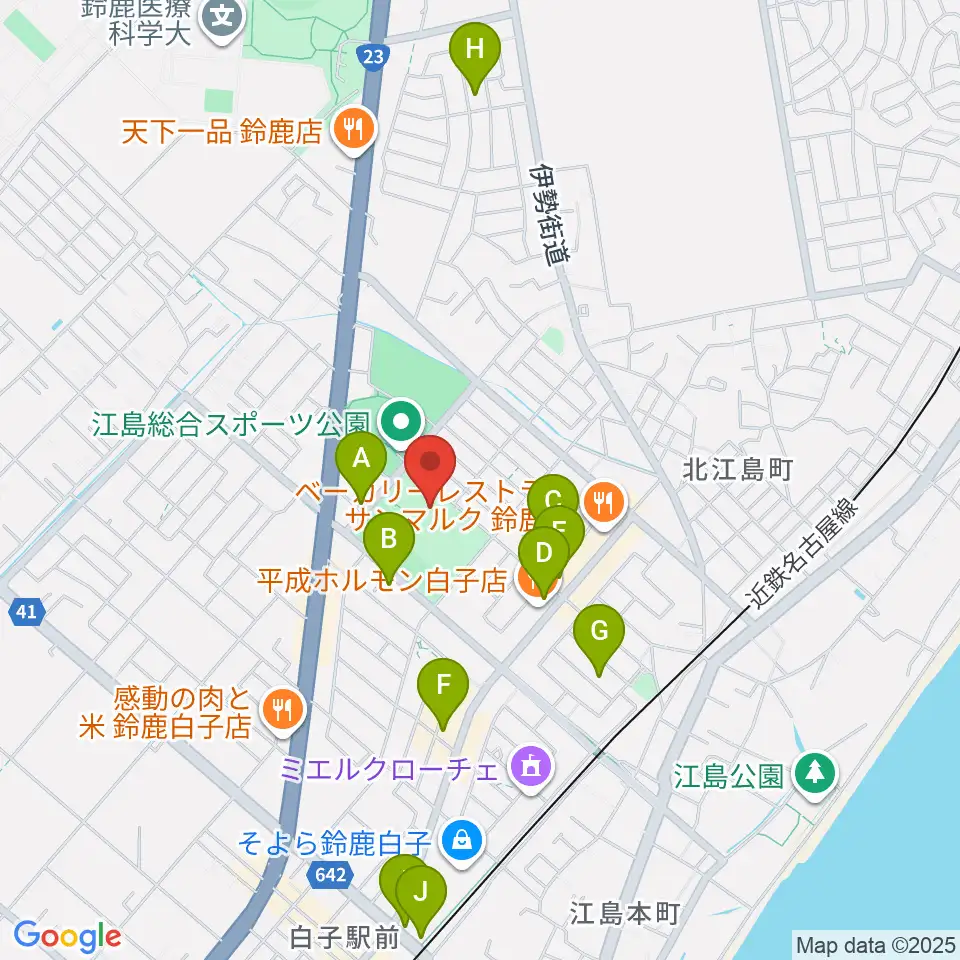 AGF鈴鹿体育館周辺のカフェ一覧地図
