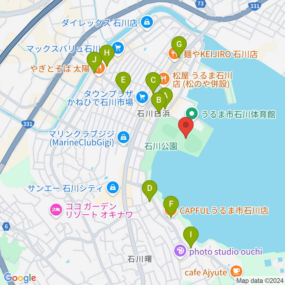 エナジックスタジアム石川周辺のカフェ一覧地図