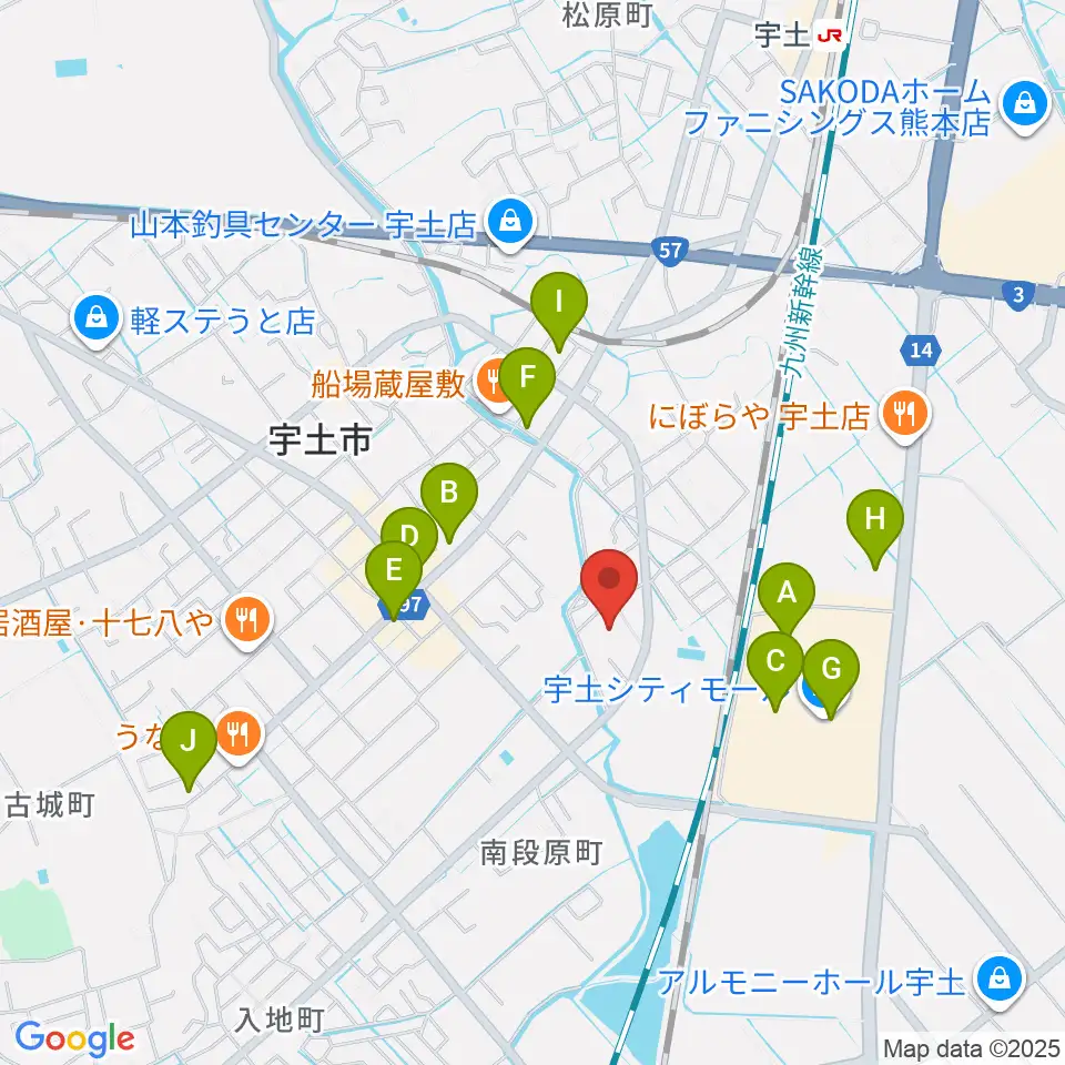 ecowin宇土アリーナ周辺のカフェ一覧地図