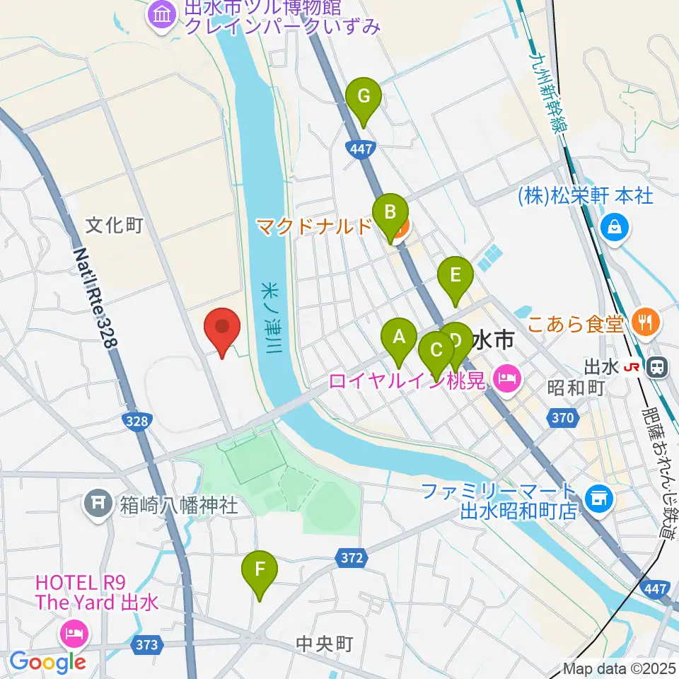 マルマエスポーツセンター出水周辺のカフェ一覧地図