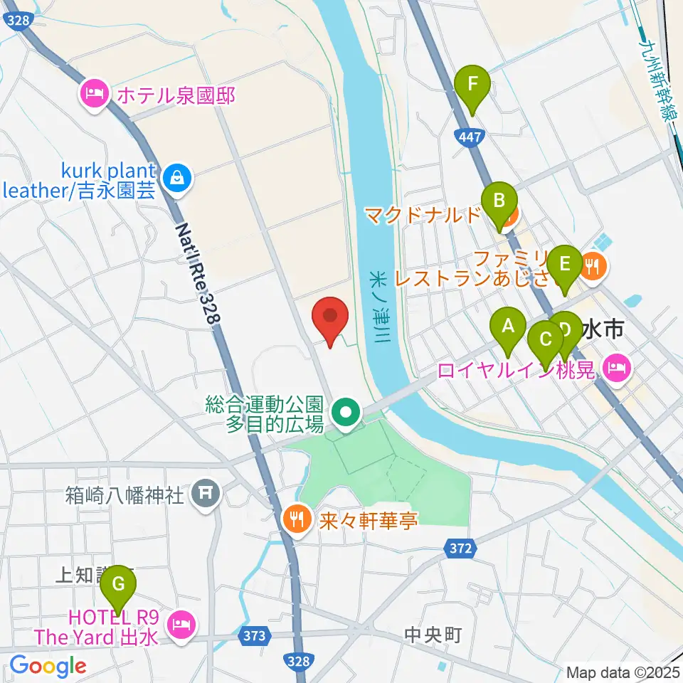 マルマエスポーツセンター出水周辺のカフェ一覧地図
