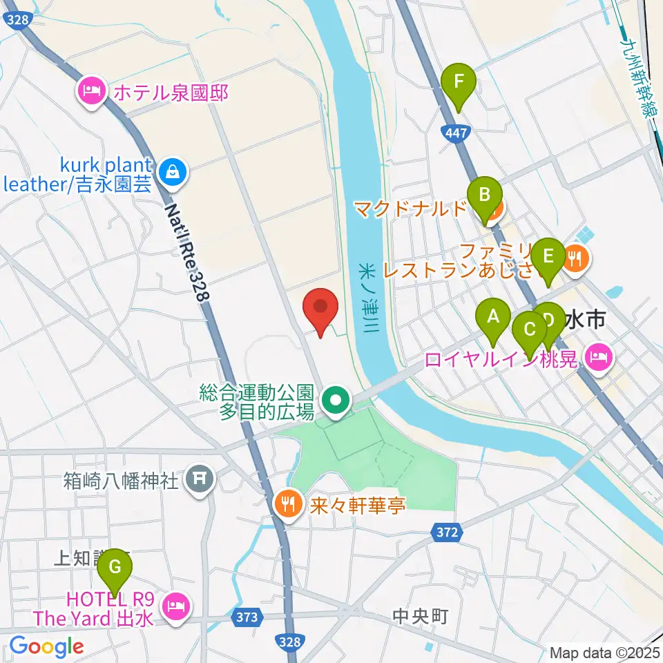 マルマエスポーツセンター出水周辺のカフェ一覧地図
