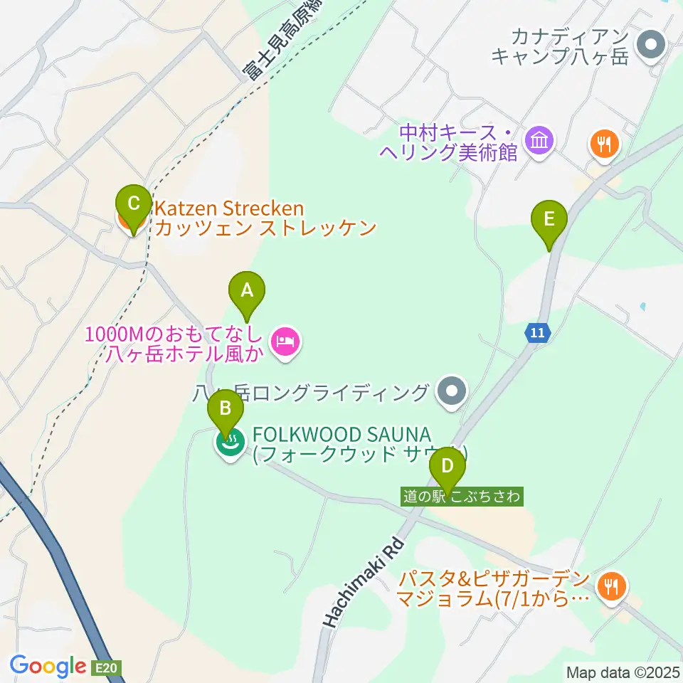 FOLKWOOD SKATE PARK 八ヶ岳周辺のカフェ一覧地図