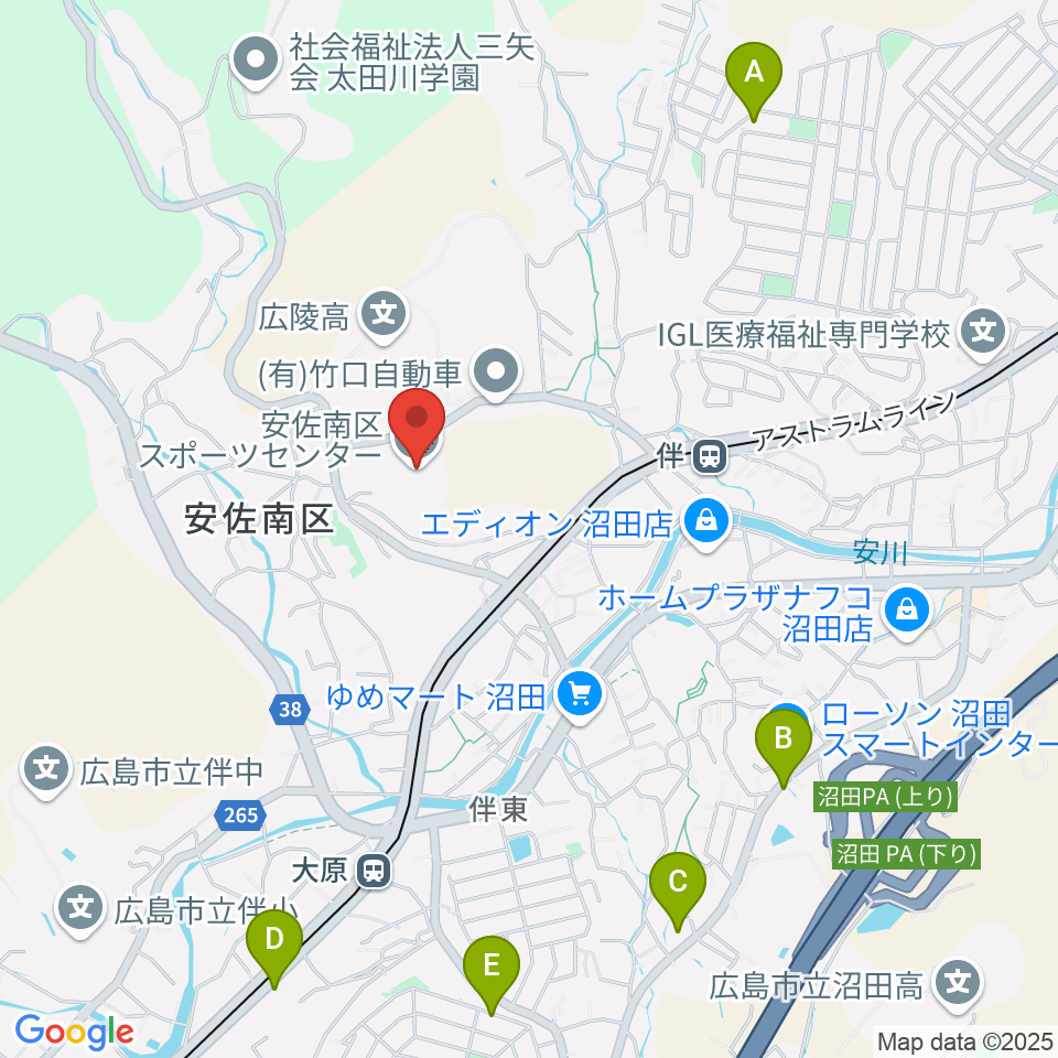 広島市安佐南区スポーツセンター周辺のカフェ一覧地図