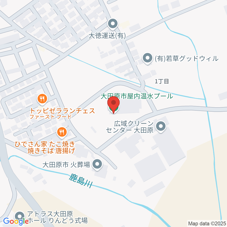 フクシ・エンタープライズ大田原温水プール周辺のカフェ一覧地図