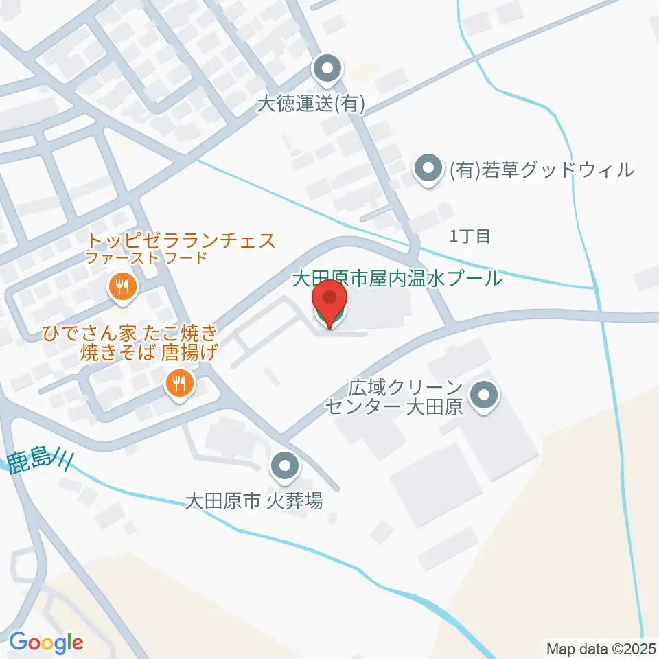 フクシ・エンタープライズ大田原温水プール周辺のカフェ一覧地図