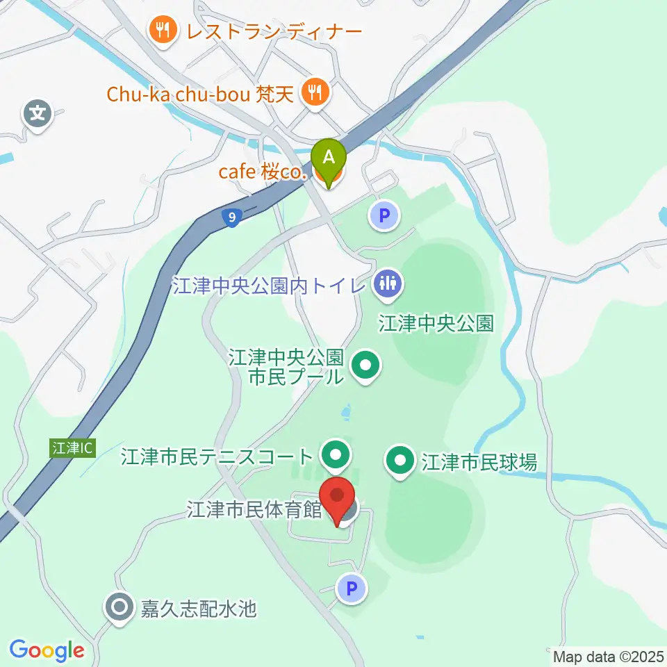 江津市民体育館周辺のカフェ一覧地図