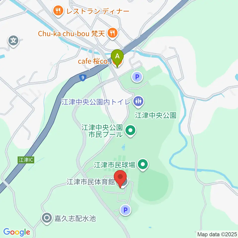 江津市民体育館周辺のカフェ一覧地図