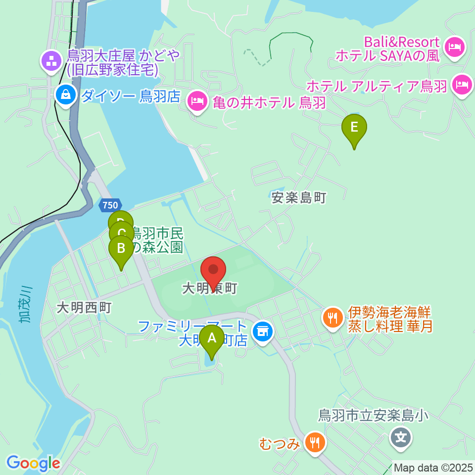 鳥羽市民体育館周辺のカフェ一覧地図