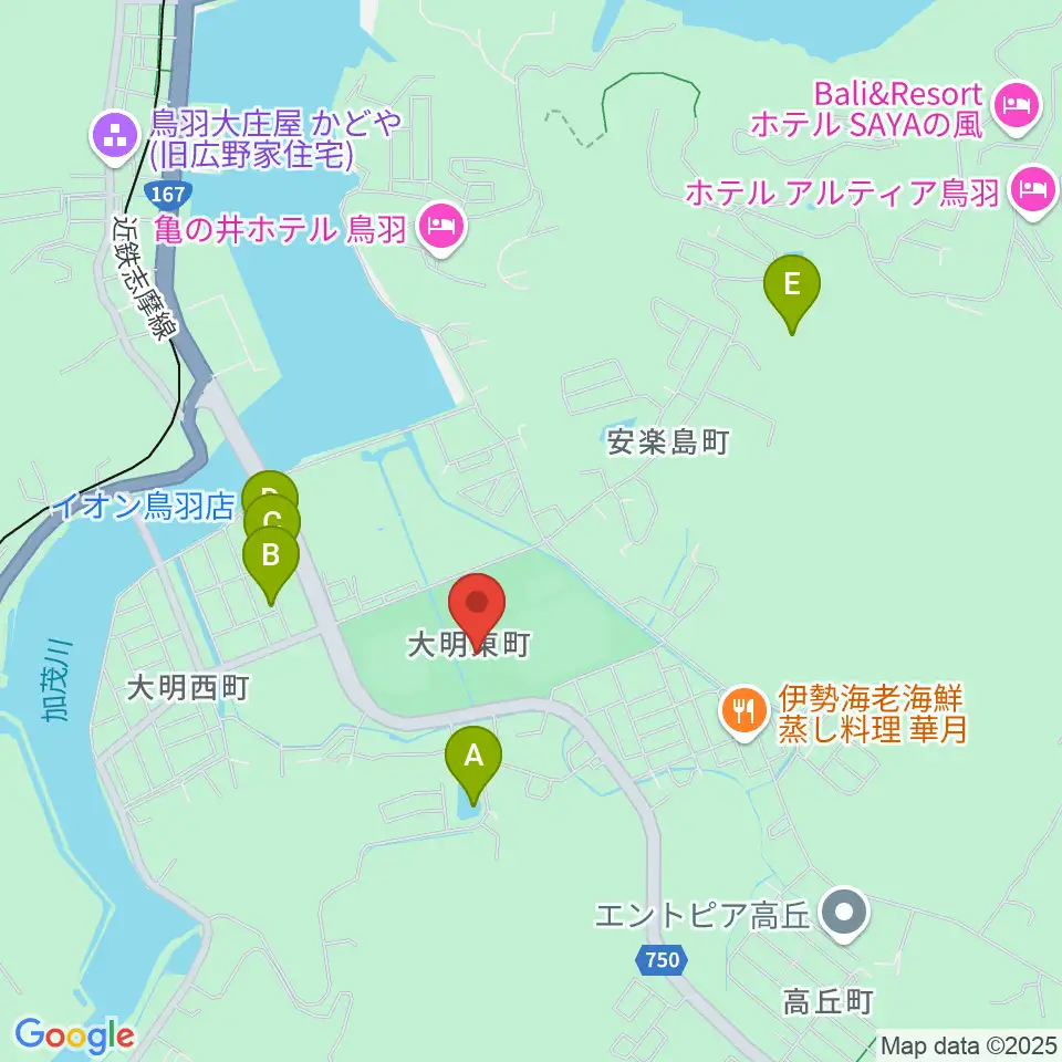 鳥羽市民体育館周辺のカフェ一覧地図
