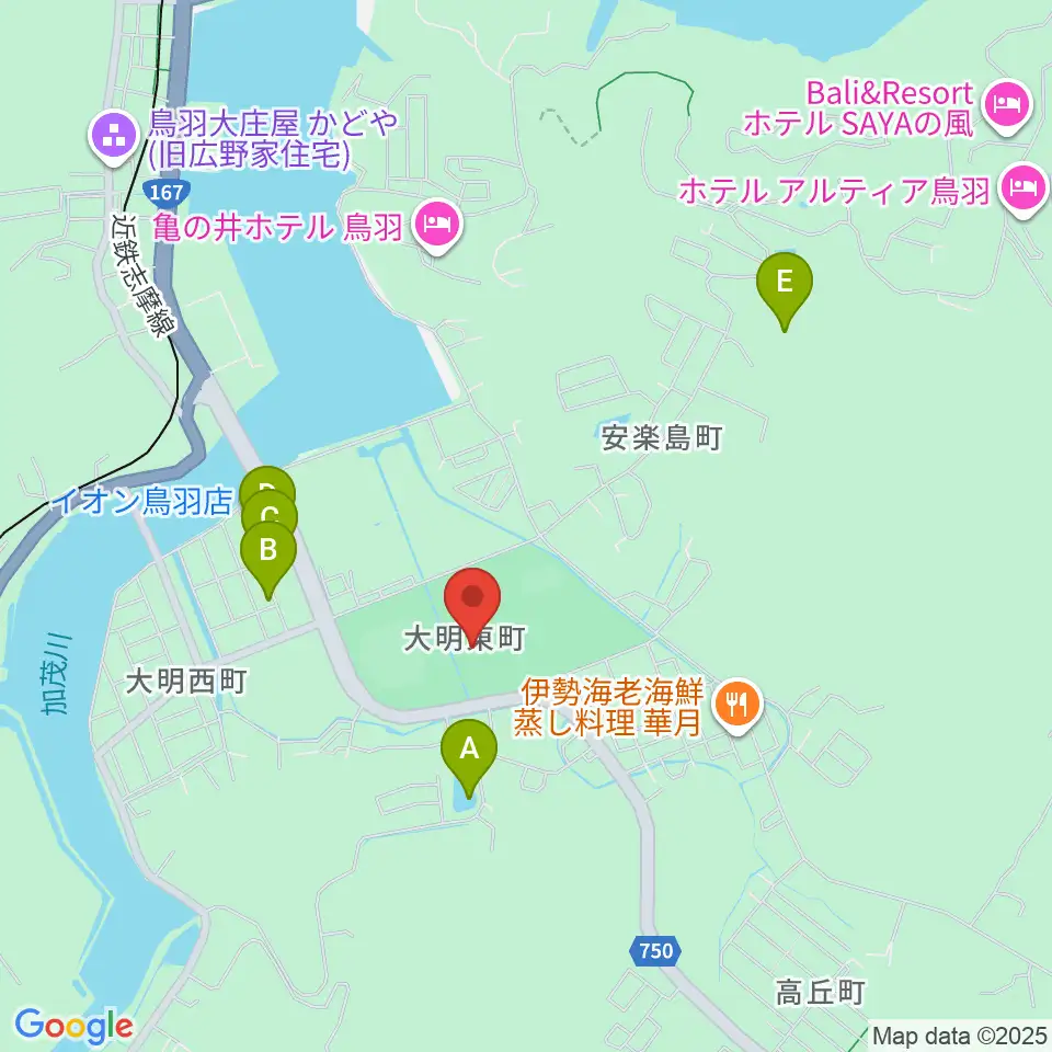 鳥羽市民体育館周辺のカフェ一覧地図