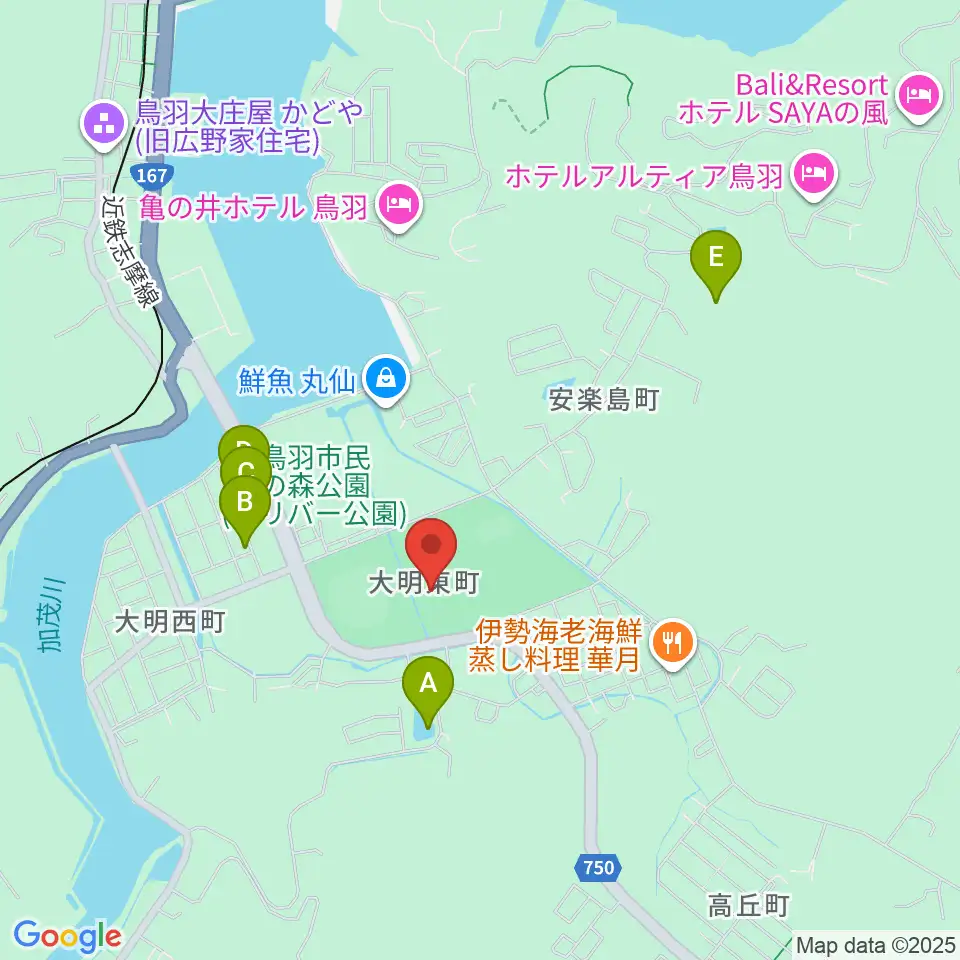 鳥羽市民体育館周辺のカフェ一覧地図