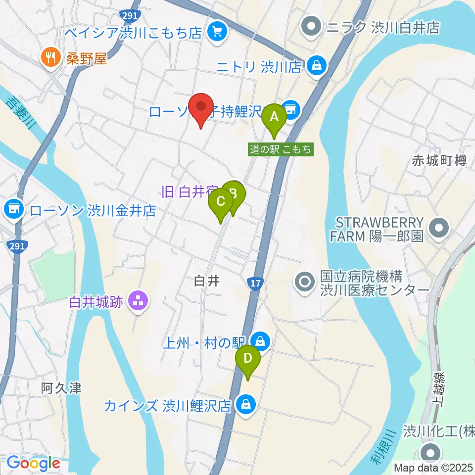 JESCOアリーナ渋川周辺のカフェ一覧地図