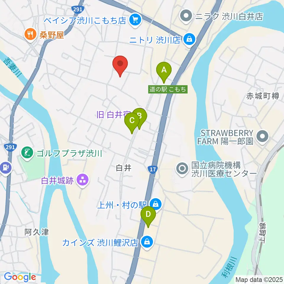 JESCOアリーナ渋川周辺のカフェ一覧地図