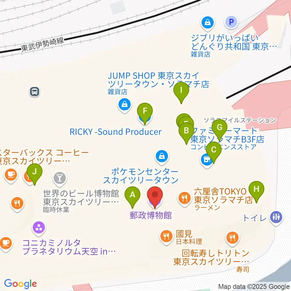 郵政博物館周辺のカフェ一覧地図