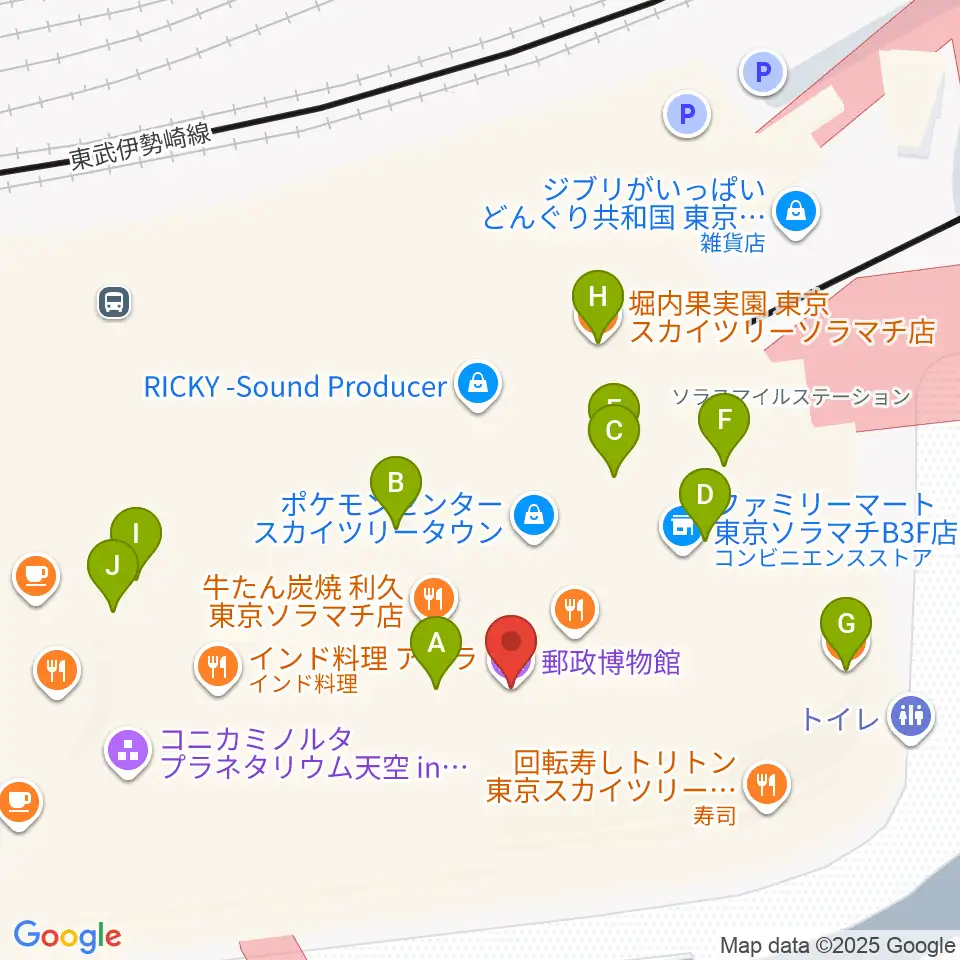 郵政博物館周辺のカフェ一覧地図