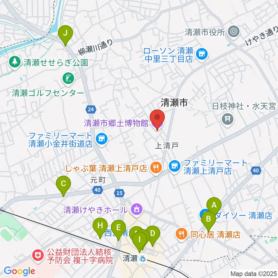 清瀬市郷土博物館周辺のカフェ一覧地図