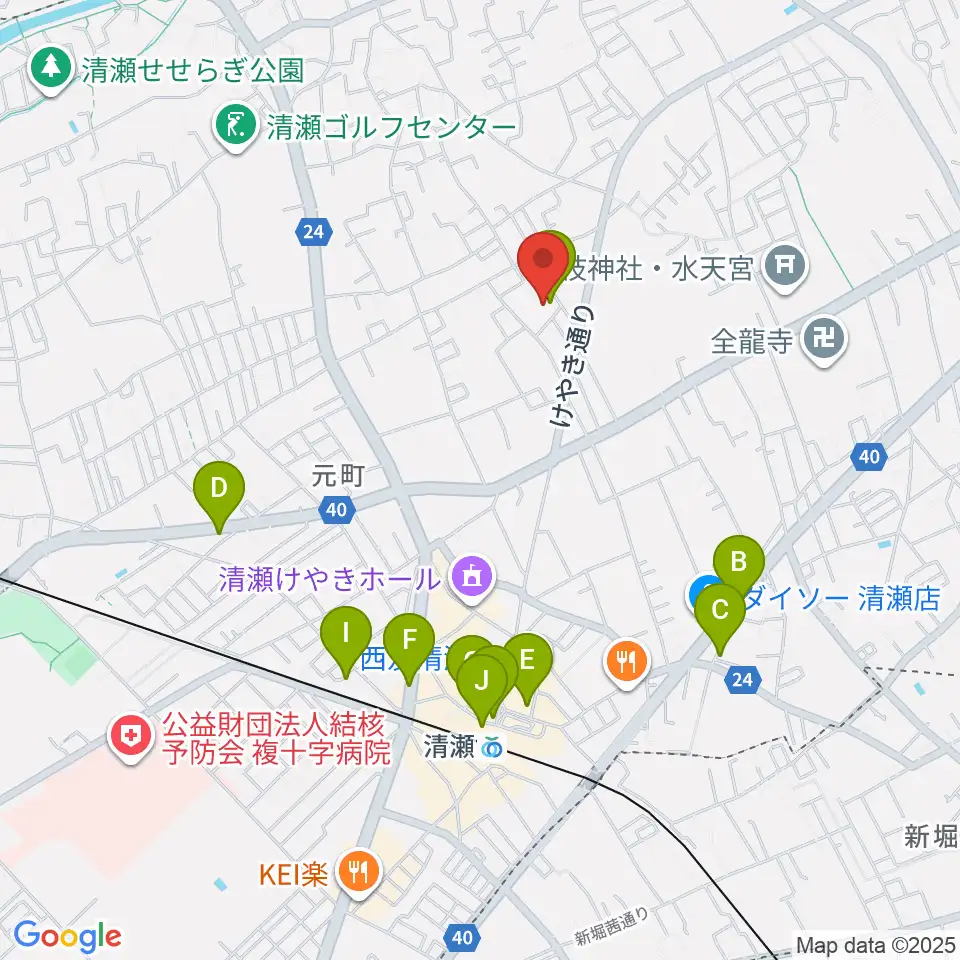 清瀬市郷土博物館周辺のカフェ一覧地図