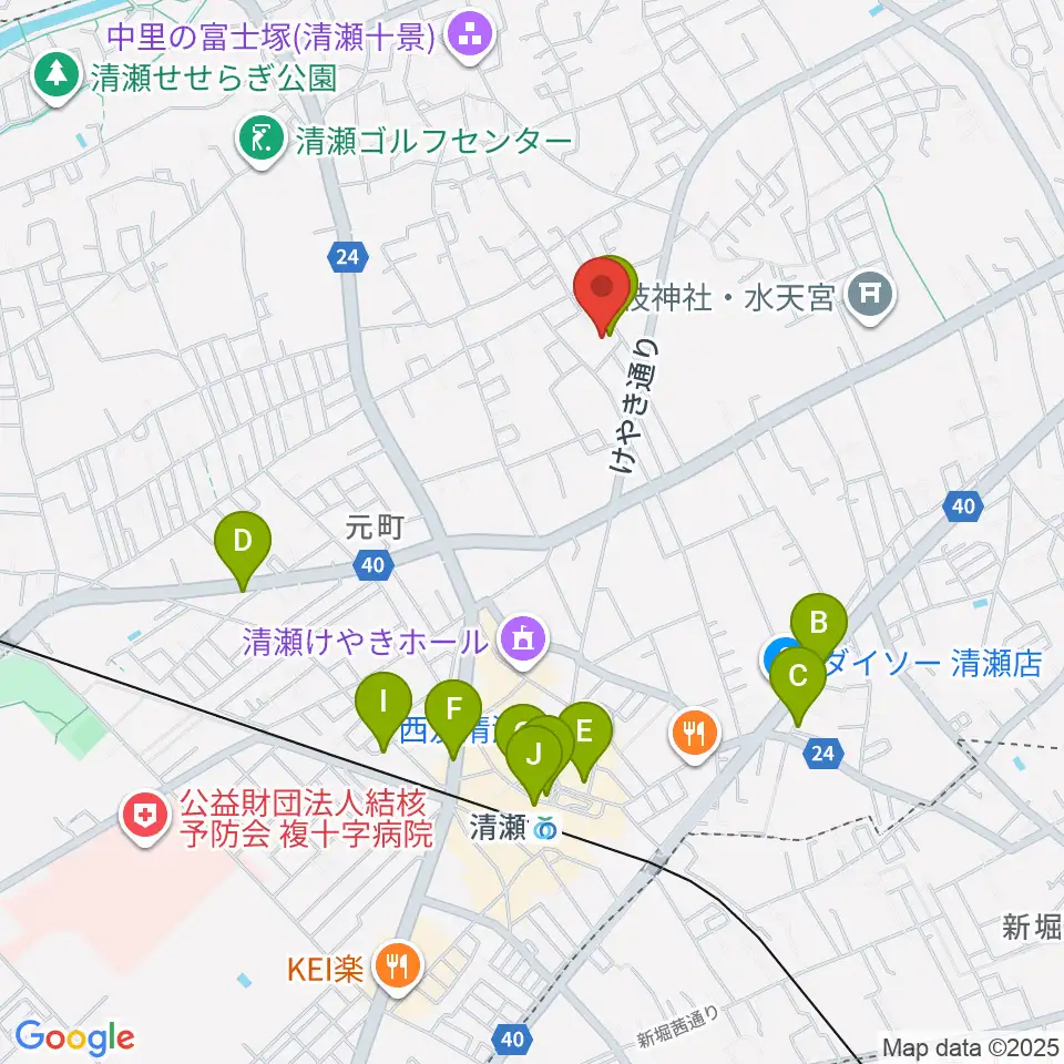 清瀬市郷土博物館周辺のカフェ一覧地図