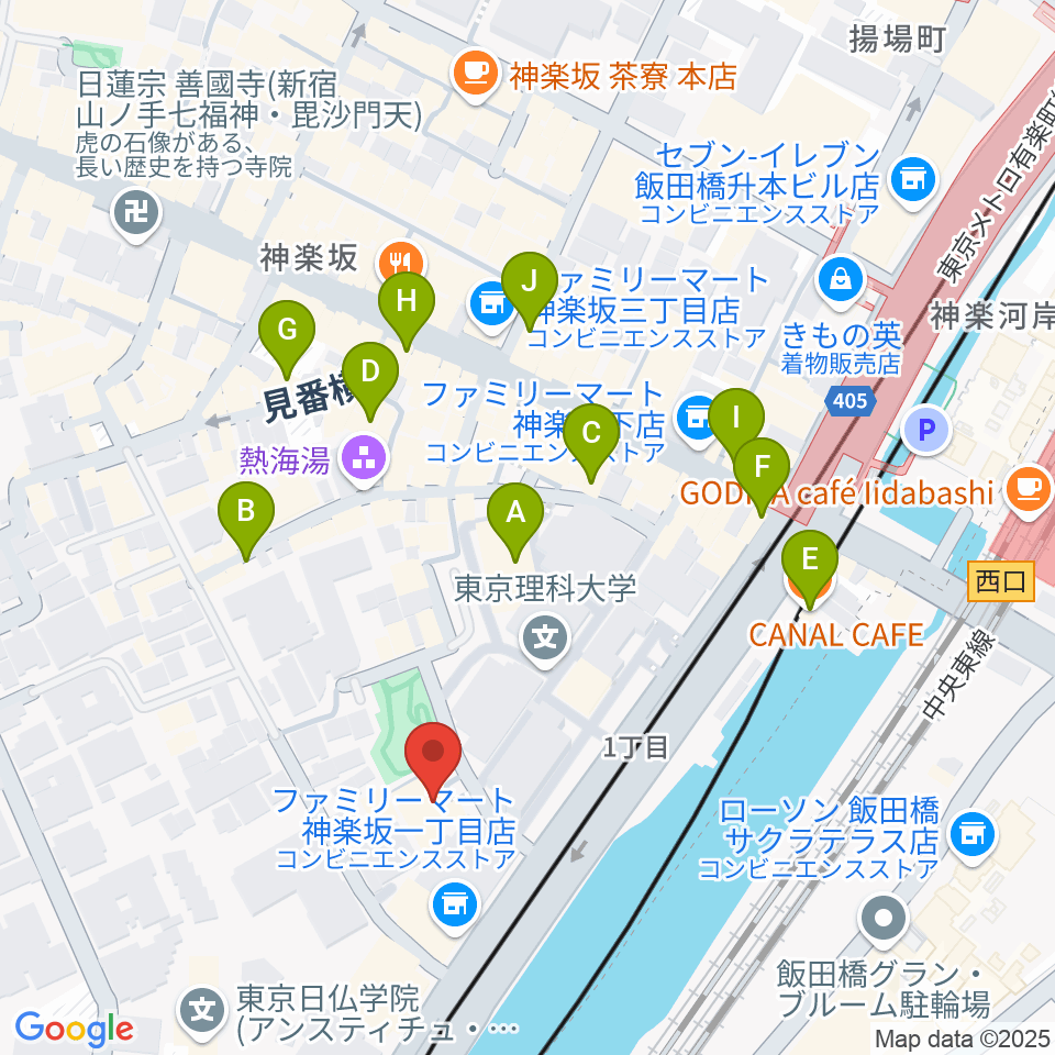 東京理科大学 近代科学資料館周辺のカフェ一覧地図