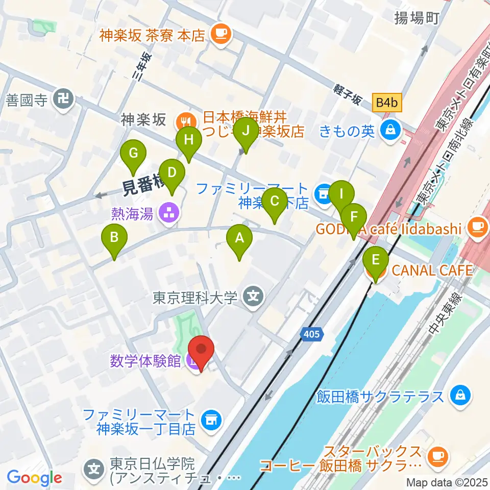東京理科大学 近代科学資料館周辺のカフェ一覧地図