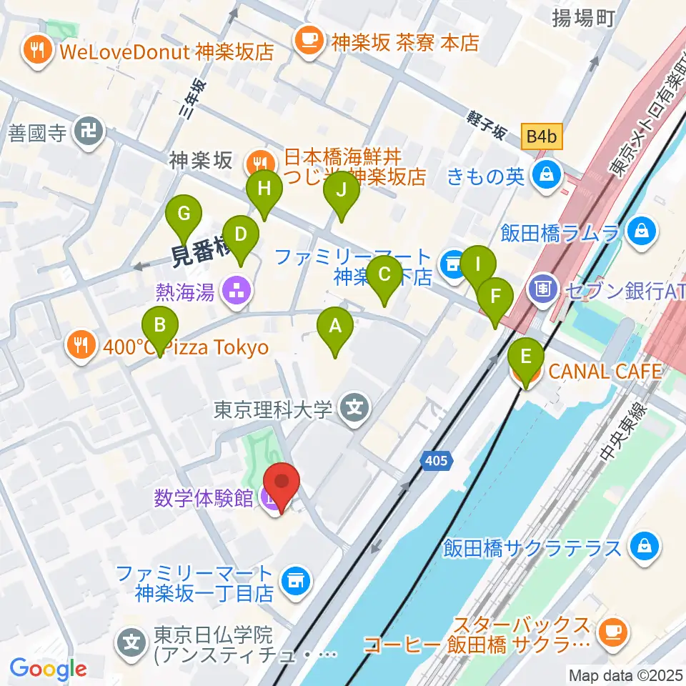 東京理科大学 近代科学資料館周辺のカフェ一覧地図