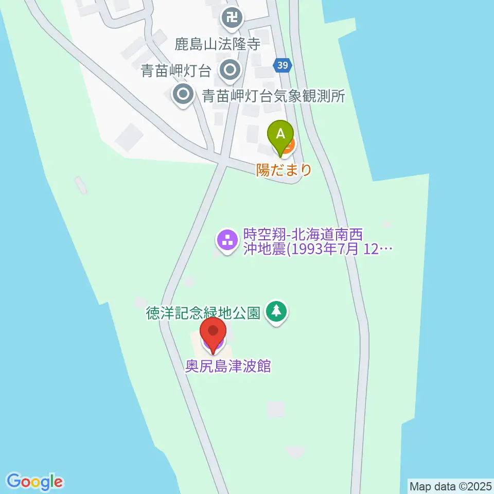 奥尻島津波館周辺のカフェ一覧地図