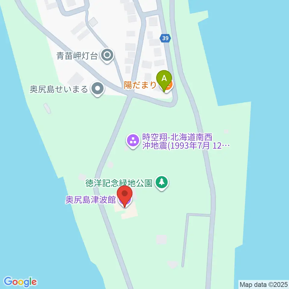 奥尻島津波館周辺のカフェ一覧地図