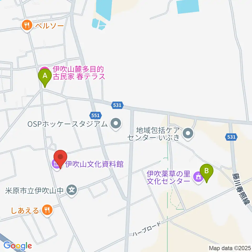 米原市伊吹山文化資料館周辺のカフェ一覧地図