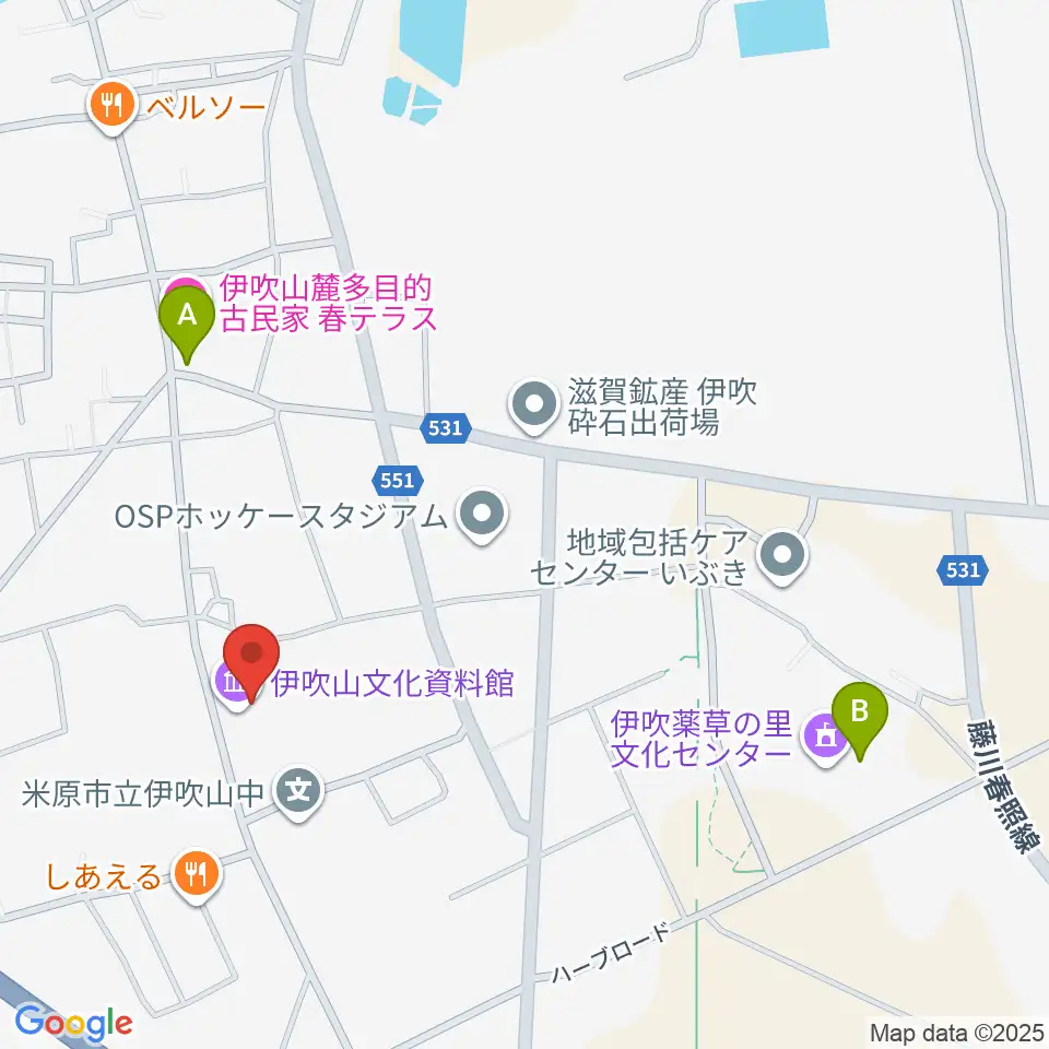 米原市伊吹山文化資料館周辺のカフェ一覧地図