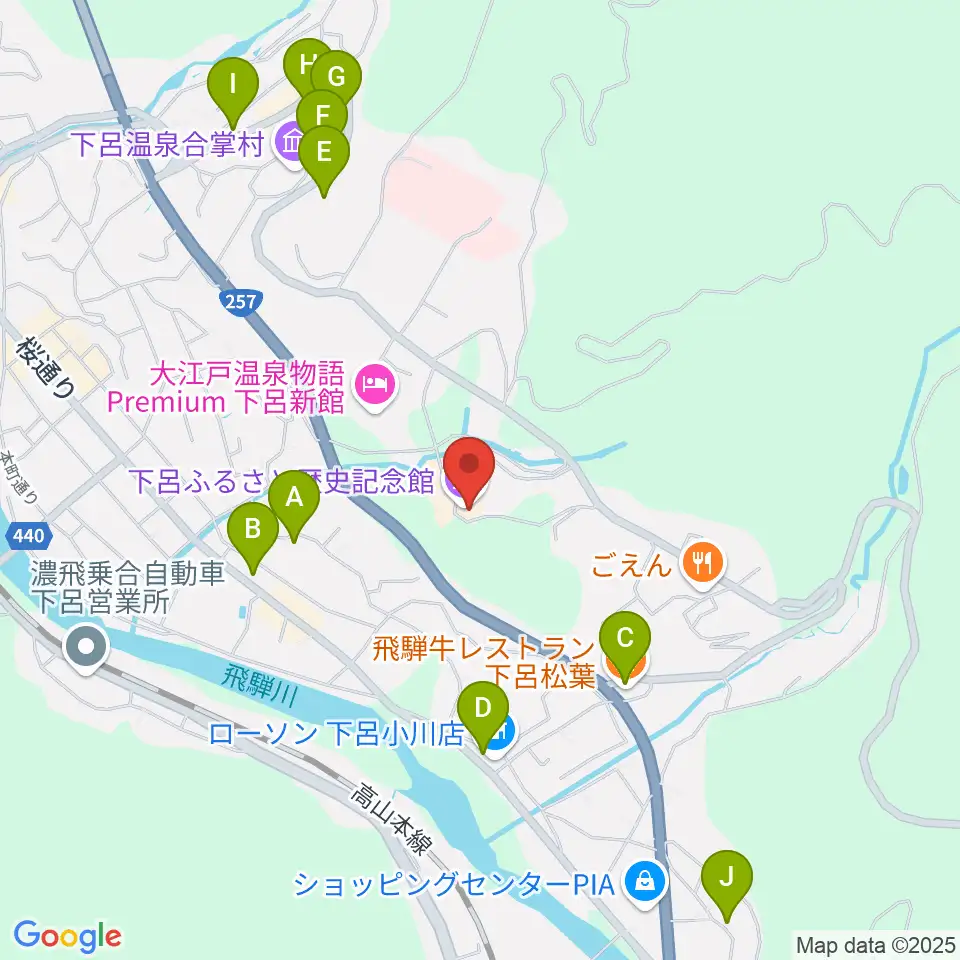 下呂ふるさと歴史記念館周辺のカフェ一覧地図