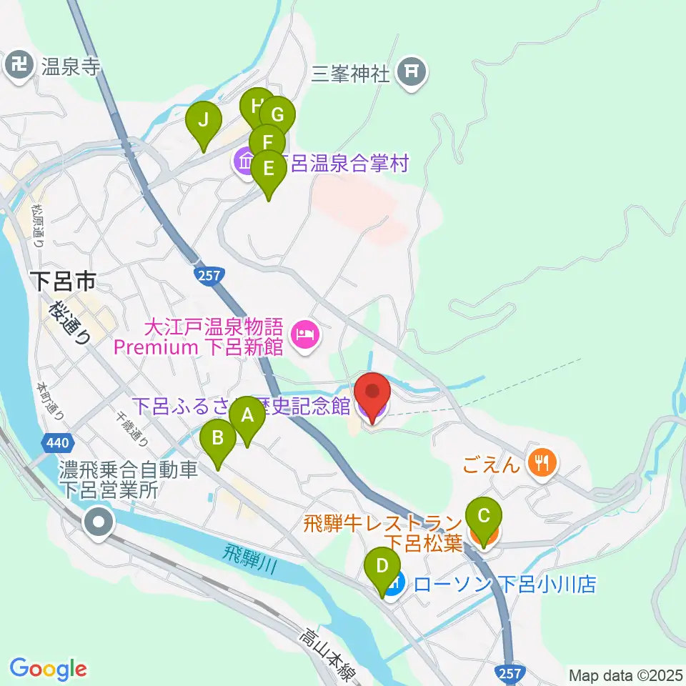 下呂ふるさと歴史記念館周辺のカフェ一覧地図