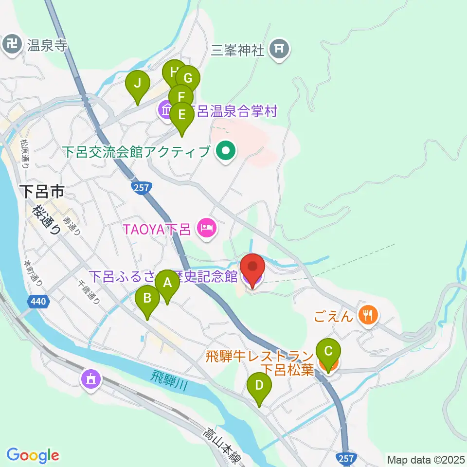 下呂ふるさと歴史記念館周辺のカフェ一覧地図