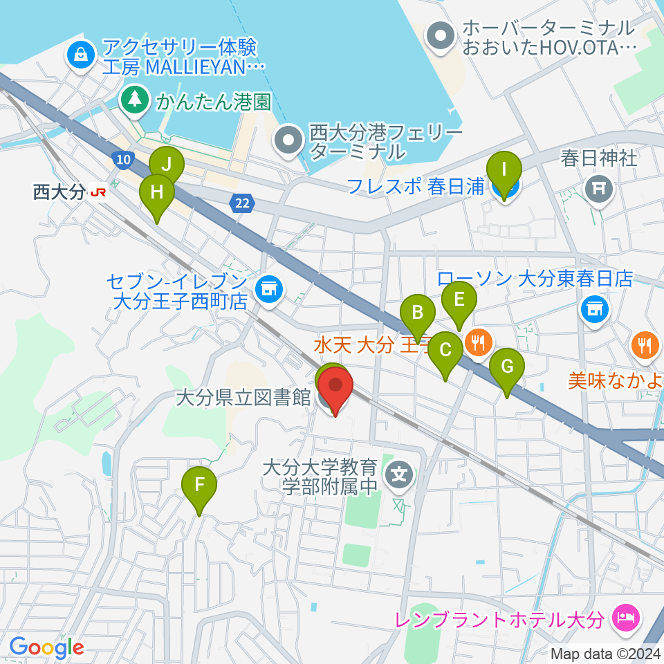 大分県立先哲史料館周辺のカフェ一覧地図