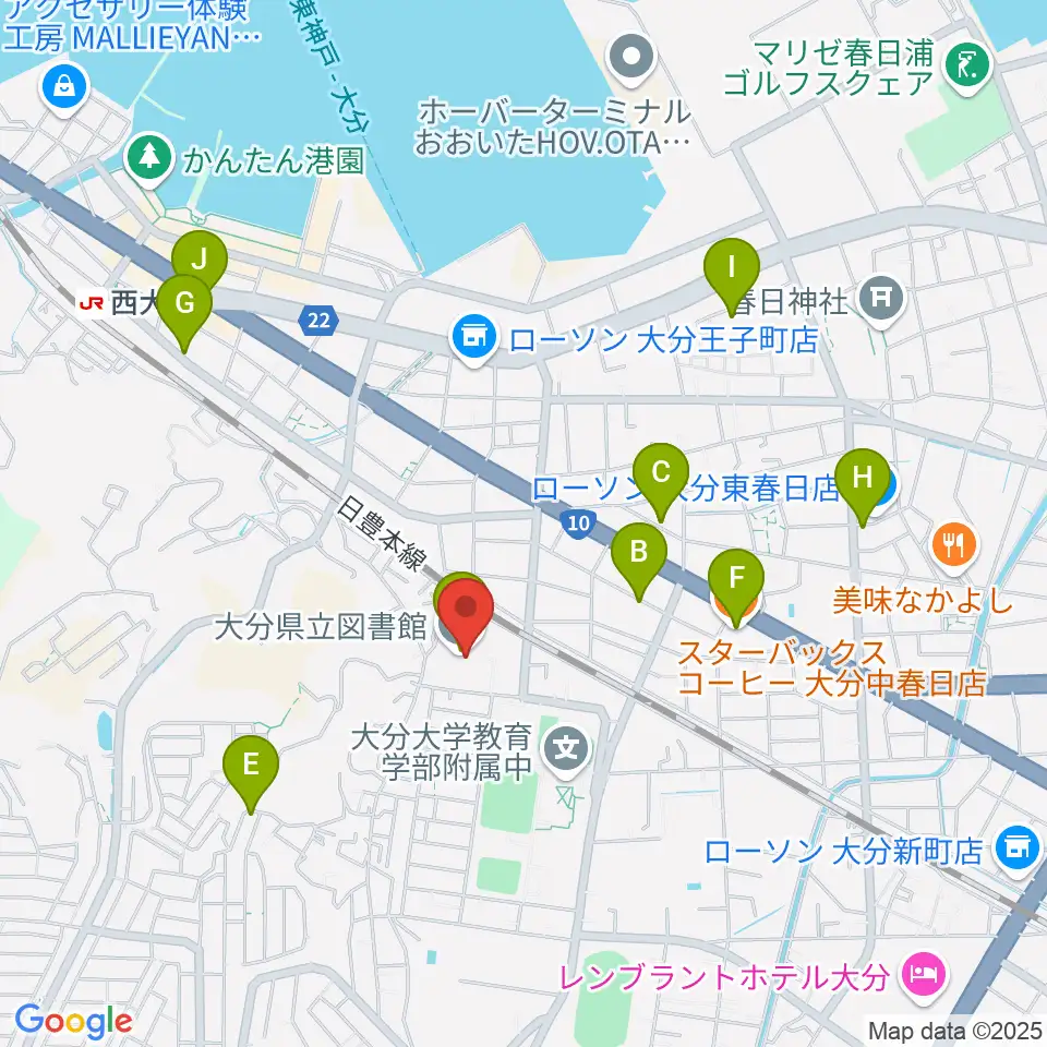 大分県立先哲史料館周辺のカフェ一覧地図