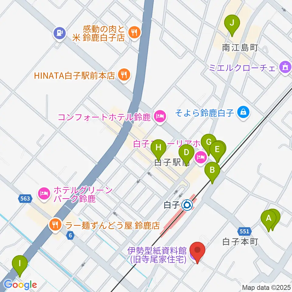 伊勢型紙資料館周辺のカフェ一覧地図