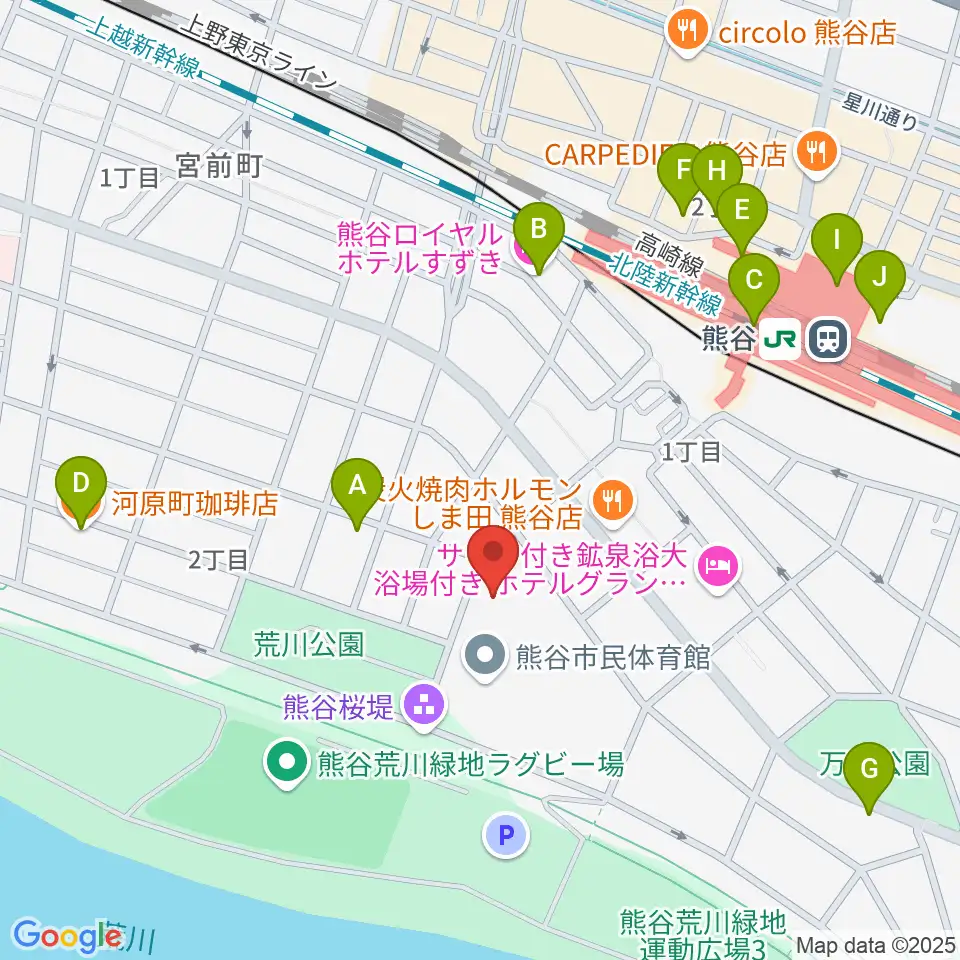 熊谷図書館 美術・郷土資料展示室周辺のカフェ一覧地図