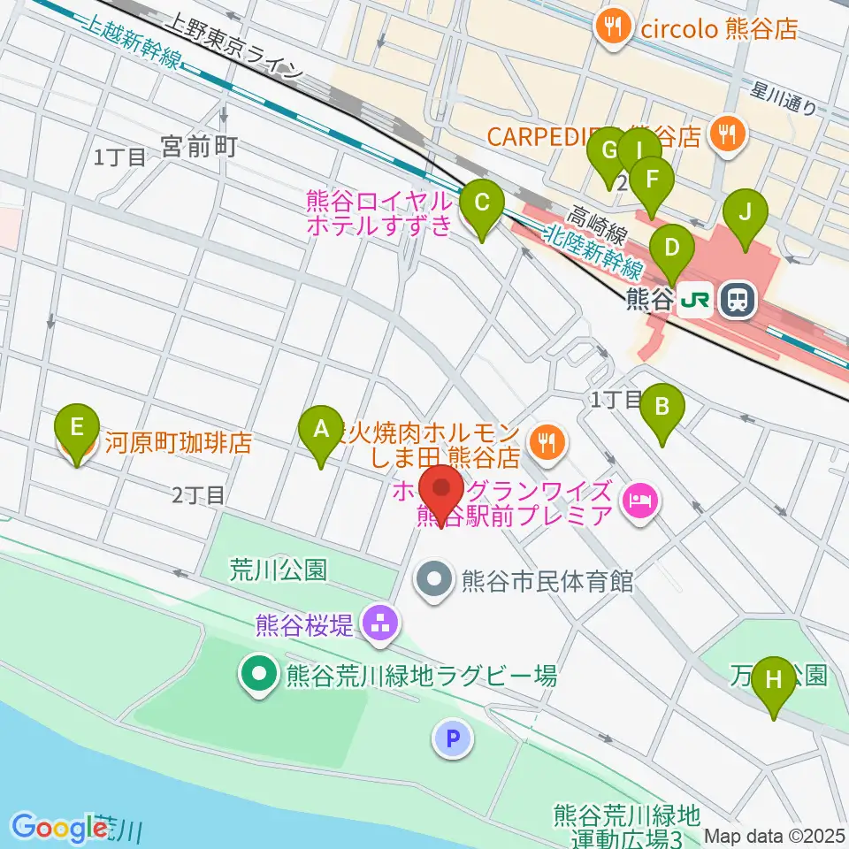 熊谷図書館 美術・郷土資料展示室周辺のカフェ一覧地図