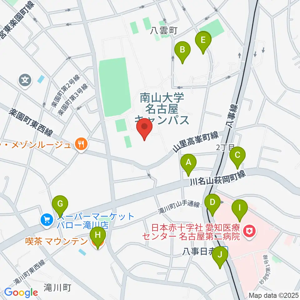 南山大学人類学博物館周辺のカフェ一覧地図