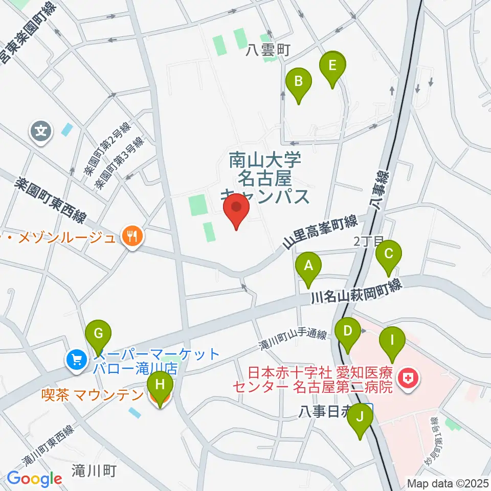 南山大学人類学博物館周辺のカフェ一覧地図