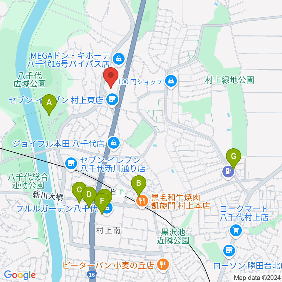 八千代市立郷土博物館周辺のカフェ一覧地図