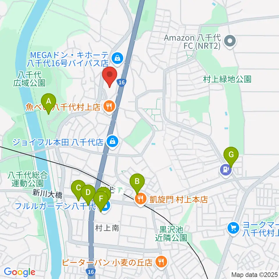 八千代市立郷土博物館周辺のカフェ一覧地図