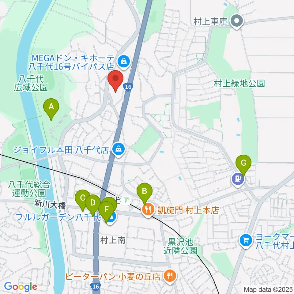 八千代市立郷土博物館周辺のカフェ一覧地図