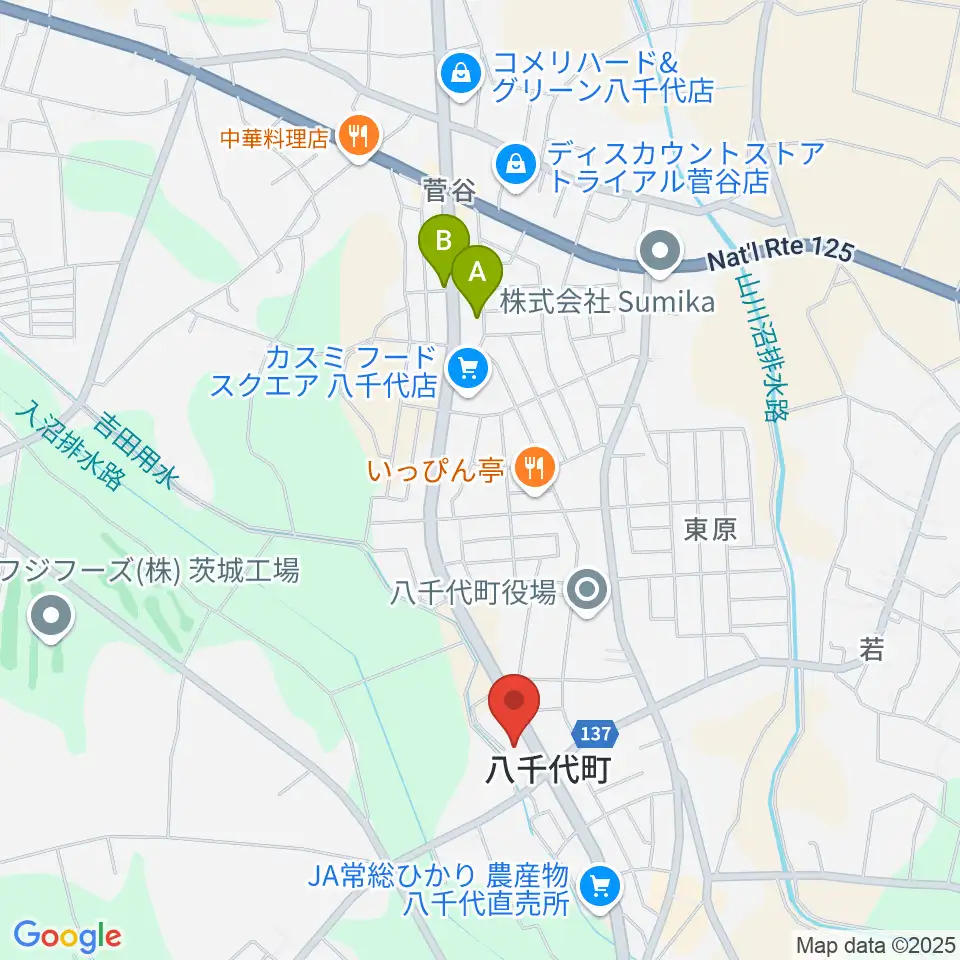 八千代町歴史民俗資料館周辺のカフェ一覧地図