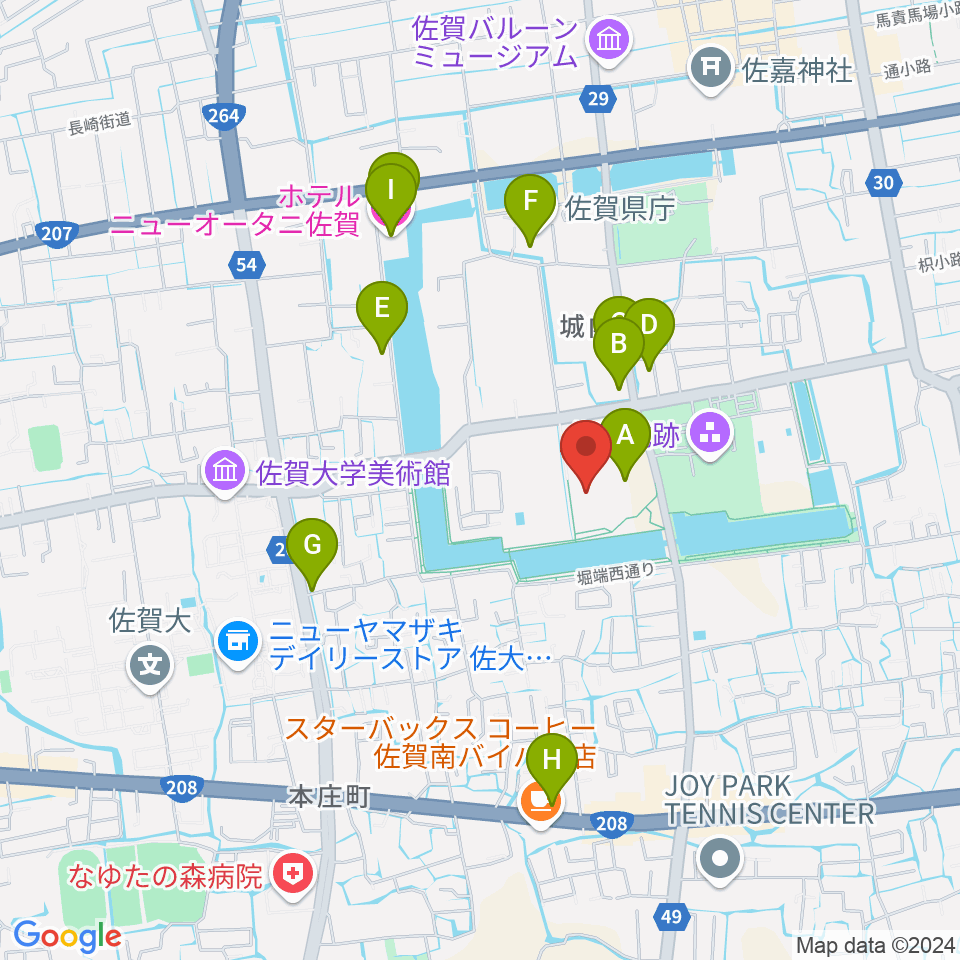 佐賀県立博物館周辺のカフェ一覧地図