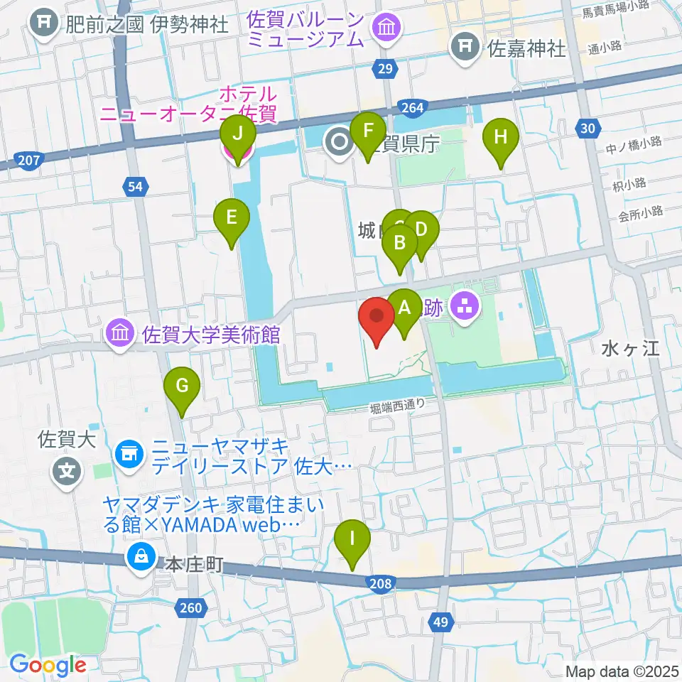 佐賀県立博物館周辺のカフェ一覧地図