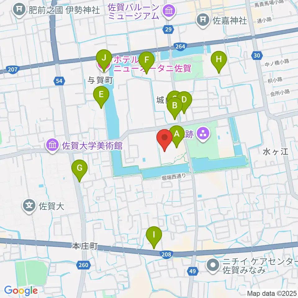 佐賀県立博物館周辺のカフェ一覧地図