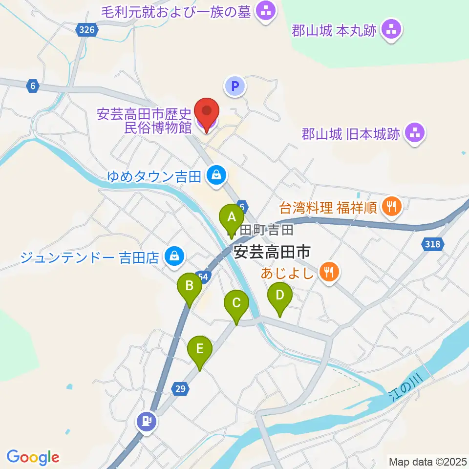 安芸高田市歴史民俗博物館周辺のカフェ一覧地図