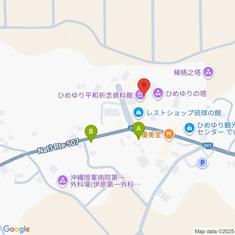 ひめゆり平和祈念資料館周辺のカフェ一覧地図